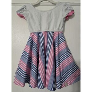 Omi Jo Well Dressed‎ Wolf Empire Pocket blush & blue candy stripe dress Size 2